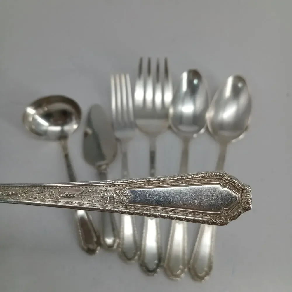7X Serving ROGERS Extra Plate SilverPlate CHALFONTE Fork Spoons Ladle Flatware